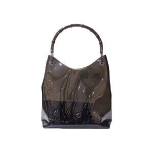 Gucci Vinyl Pouch Black Clear Bag Shoulder Bamboo